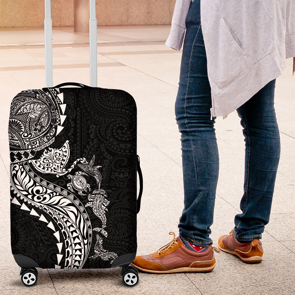 Hawaiian Kakau Tribal Sea Animals Tattoos Luggage Cover Black Color