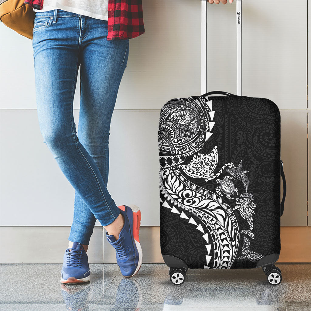 Hawaiian Kakau Tribal Sea Animals Tattoos Luggage Cover Black Color