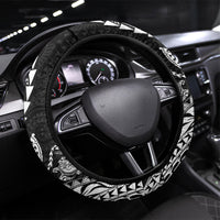 Hawaiian Kakau Tribal Sea Animals Tattoos Steering Wheel Cover Black Color LT03 Universal Fit Black - Polynesian Pride