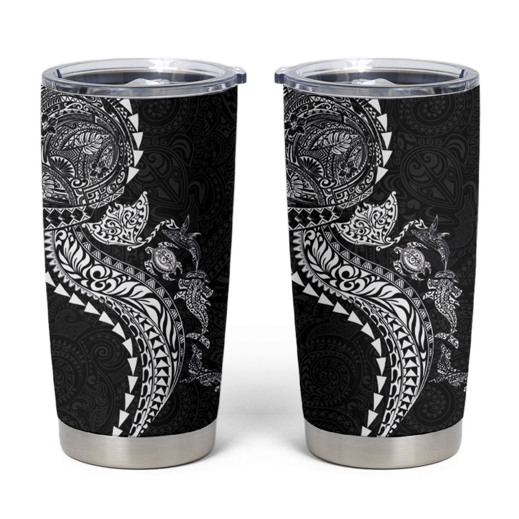 Hawaiian Kakau Tribal Sea Animals Tattoos Tumbler Cup Black Color