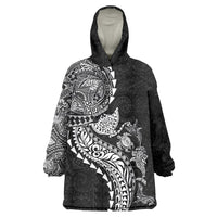 Hawaiian Kakau Tribal Sea Animals Tattoos Wearable Blanket Hoodie Black Color LT03 One Size Black - Polynesian Pride
