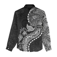 Hawaiian Kakau Tribal Sea Animals Tattoos Women Casual Shirt Black Color LT03 - Polynesian Pride