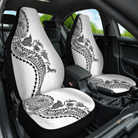 Hawaiian Kakau Tribal Sea Animals Tattoos Car Seat Cover White Color