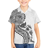 Hawaiian Kakau Tribal Sea Animals Tattoos Hawaiian Shirt White Color