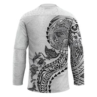 Hawaiian Kakau Tribal Sea Animals Tattoos Hockey Jersey White Color