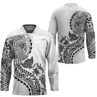Hawaiian Kakau Tribal Sea Animals Tattoos Hockey Jersey White Color