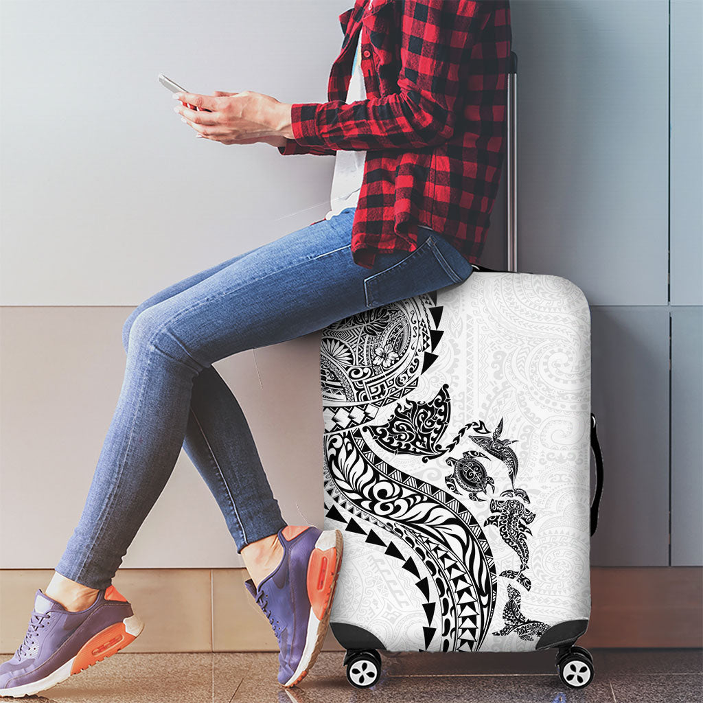 Hawaiian Kakau Tribal Sea Animals Tattoos Luggage Cover White Color