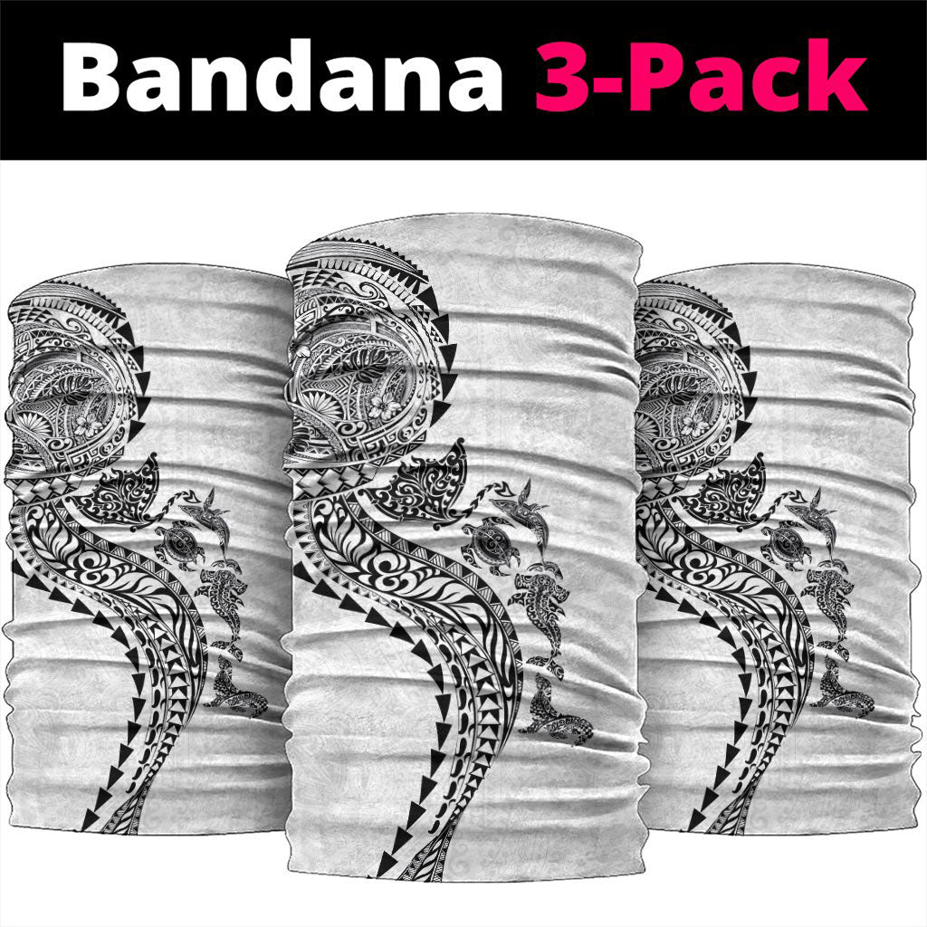 Hawaiian Kakau Tribal Sea Animals Tattoos Neck Gaiter White Color