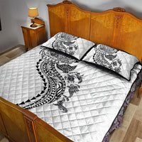 Hawaiian Kakau Tribal Sea Animals Tattoos Quilt Bed Set White Color