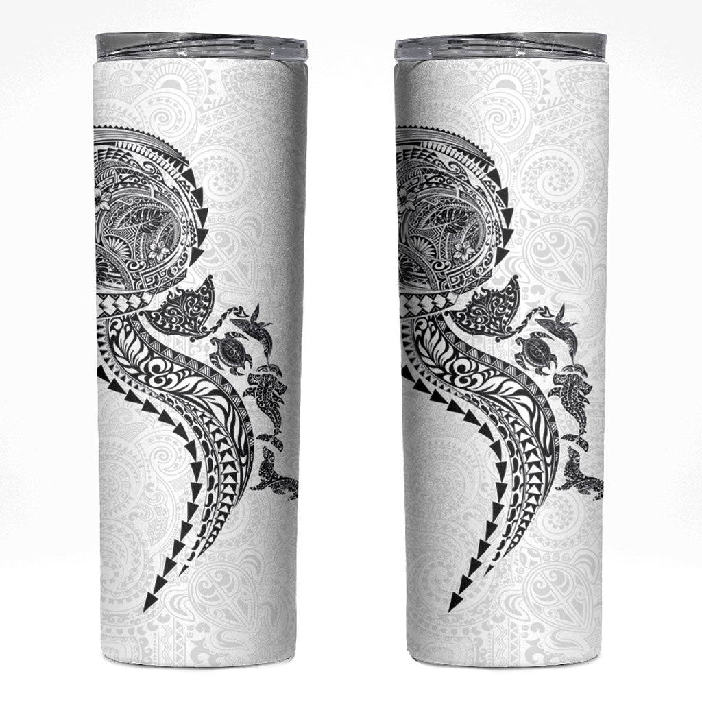 Hawaiian Kakau Tribal Sea Animals Tattoos Skinny Tumbler White Color