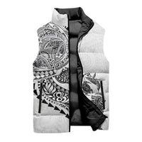 Hawaiian Kakau Tribal Sea Animals Tattoos Sleeveless Puffer Jacket White Color LT03 - Polynesian Pride