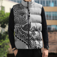 Hawaiian Kakau Tribal Sea Animals Tattoos Sleeveless Puffer Jacket White Color LT03 - Polynesian Pride