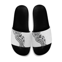 Hawaiian Kakau Tribal Sea Animals Tattoos Slide Sandals White Color LT03 White - Polynesian Pride