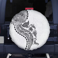 Hawaiian Kakau Tribal Sea Animals Tattoos Spare Tire Cover White Color