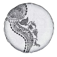 Hawaiian Kakau Tribal Sea Animals Tattoos Spare Tire Cover White Color