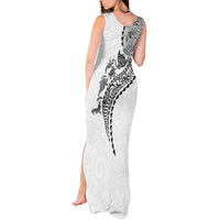 Hawaiian Kakau Tribal Sea Animals Tattoos Tank Maxi Dress White Color