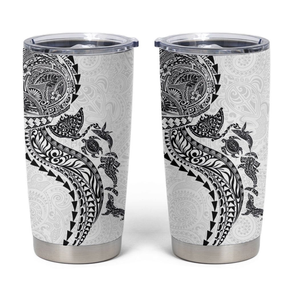 Hawaiian Kakau Tribal Sea Animals Tattoos Tumbler Cup White Color