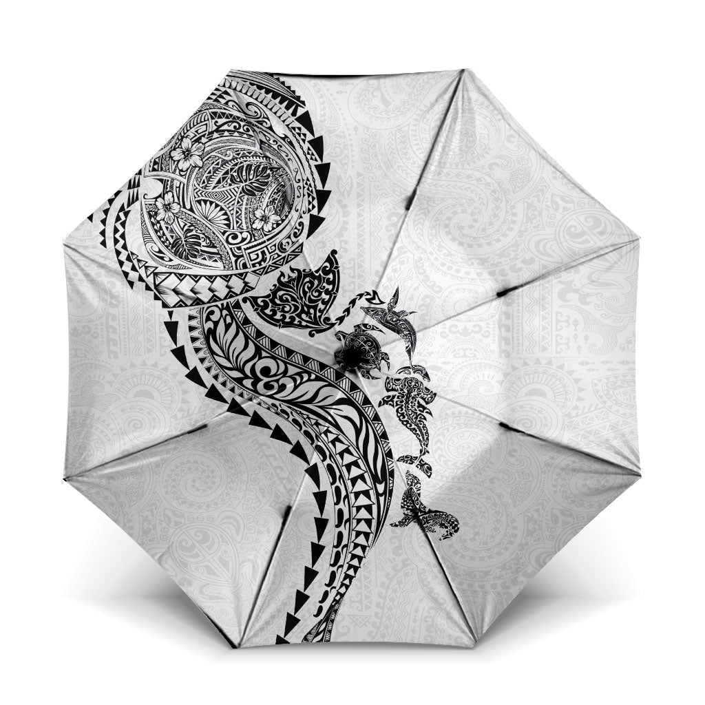 Hawaiian Kakau Tribal Sea Animals Tattoos Umbrella White Color