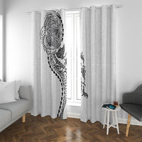 Hawaiian Kakau Tribal Sea Animals Tattoos Window Curtain White Color