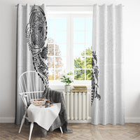 Hawaiian Kakau Tribal Sea Animals Tattoos Window Curtain White Color