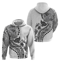 Hawaiian Kakau Tribal Sea Animals Tattoos Zip Hoodie White Color