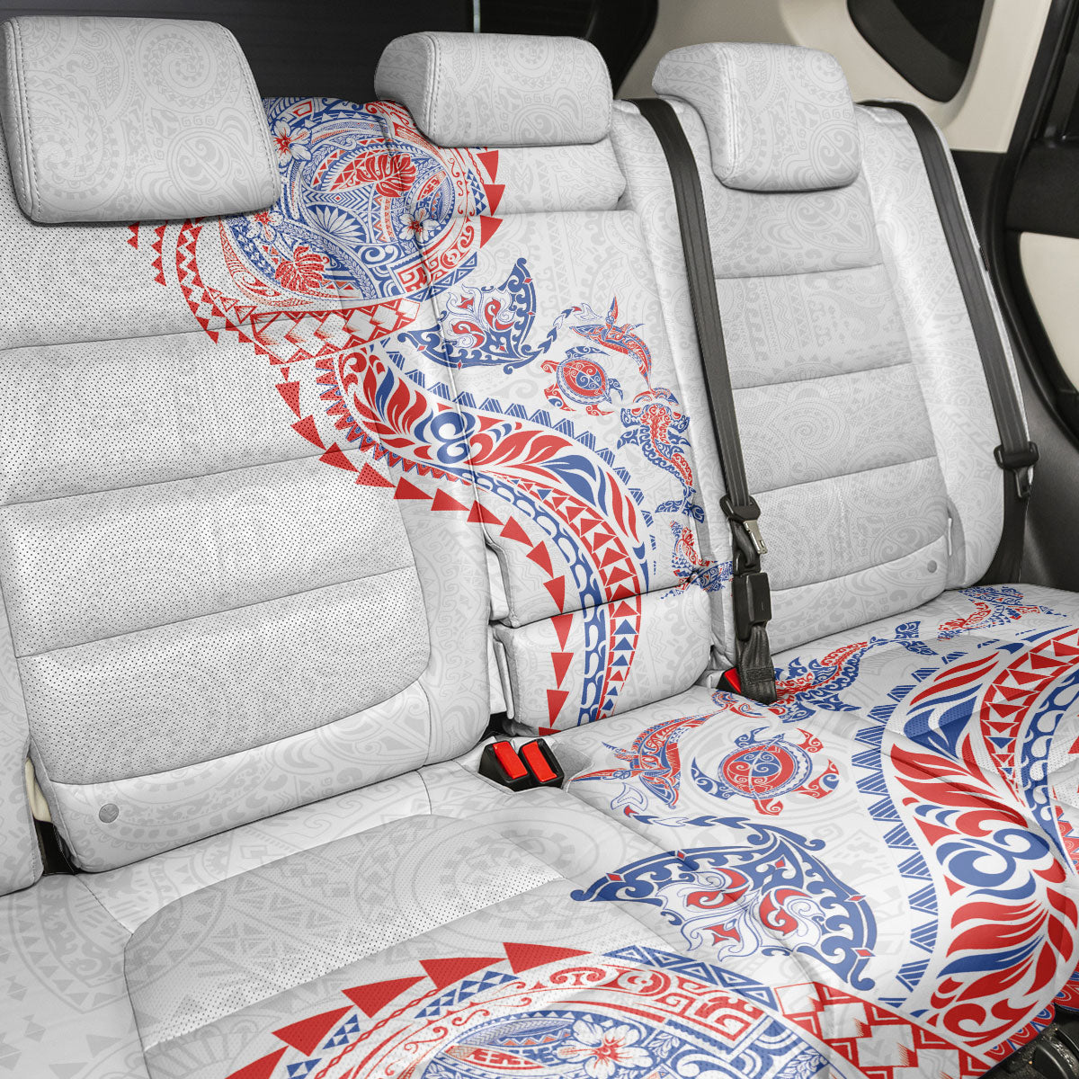 Hawaiian Kakau Tribal Sea Animals Tattoos Back Car Seat Cover Hawaii Flag Color Inspired LT03 - Polynesian Pride