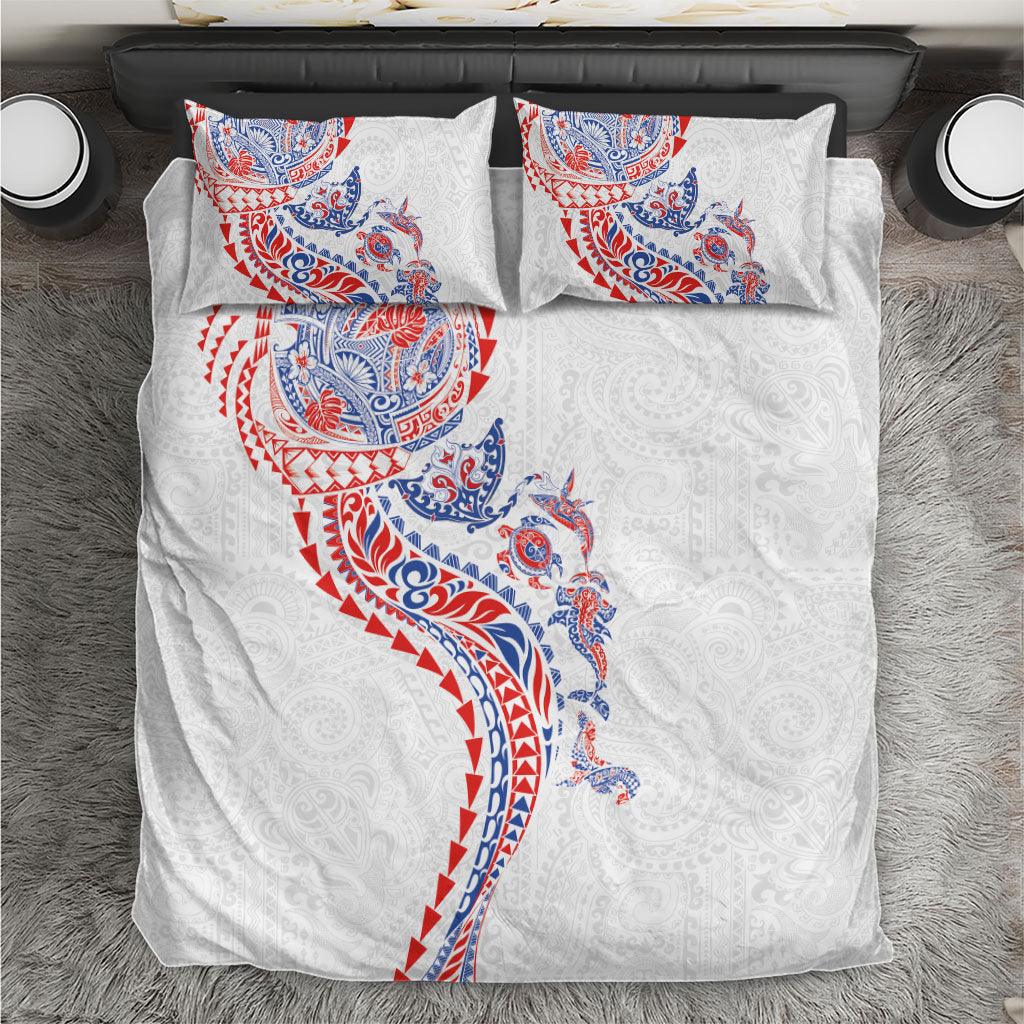 Hawaiian Kakau Tribal Sea Animals Tattoos Bedding Set Hawaii Flag Color Inspired