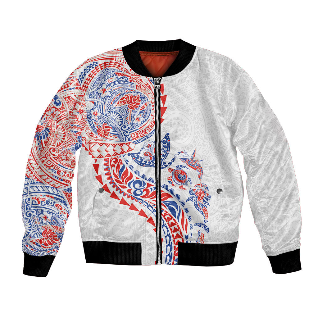 Hawaiian Kakau Tribal Sea Animals Tattoos Bomber Jacket Hawaii Flag Color Inspired