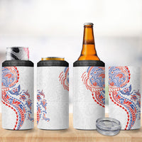 Hawaiian Kakau Tribal Sea Animals Tattoos 4 in 1 Can Cooler Tumbler Hawaii Flag Color Inspired LT03 - Polynesian Pride