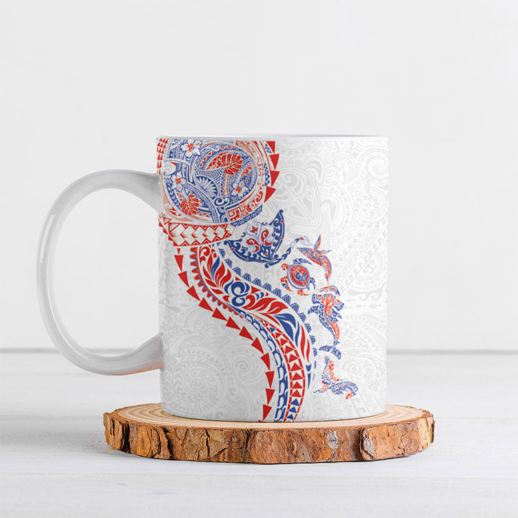 Hawaiian Kakau Tribal Sea Animals Tattoos Ceramic Mug Hawaii Flag Color Inspired