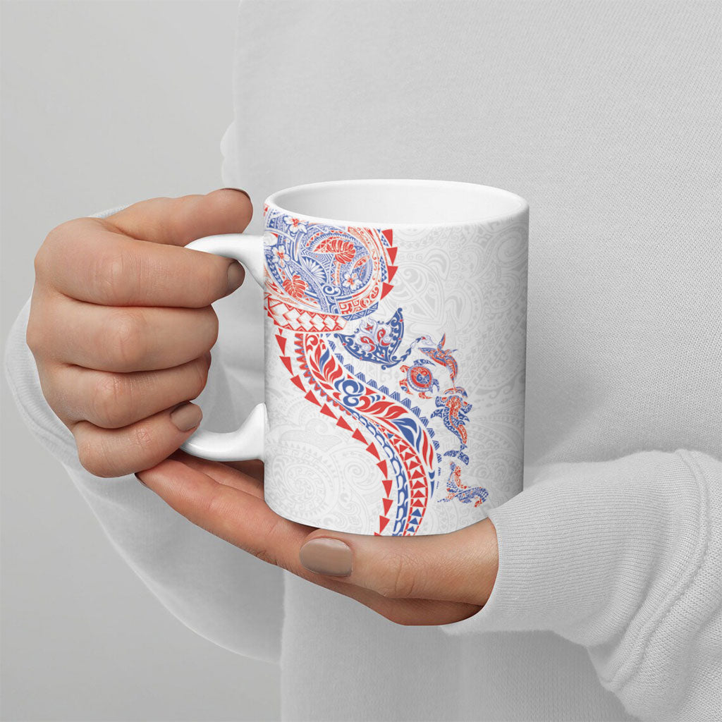 Hawaiian Kakau Tribal Sea Animals Tattoos Ceramic Mug Hawaii Flag Color Inspired