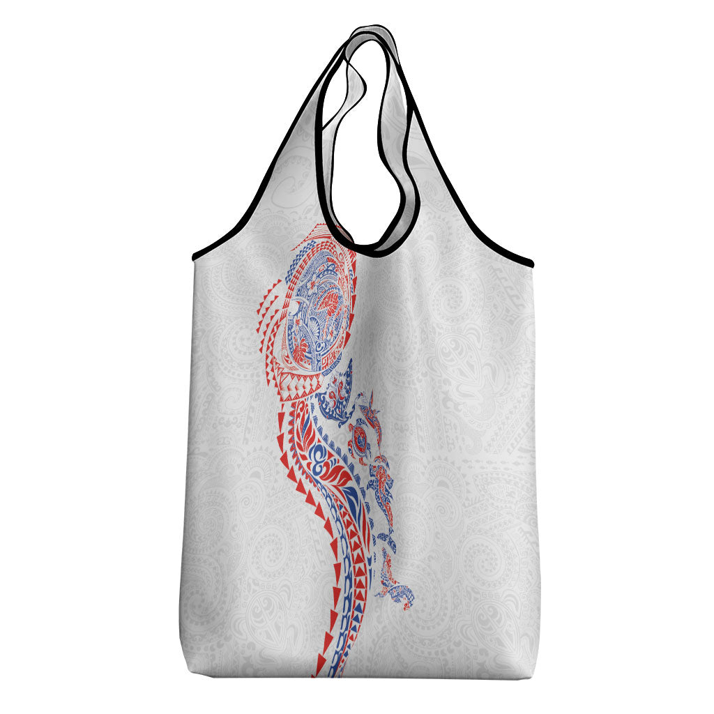 Hawaiian Kakau Tribal Sea Animals Tattoos Grocery Bag Hawaii Flag Color Inspired