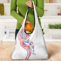 Hawaiian Kakau Tribal Sea Animals Tattoos Grocery Bag Hawaii Flag Color Inspired