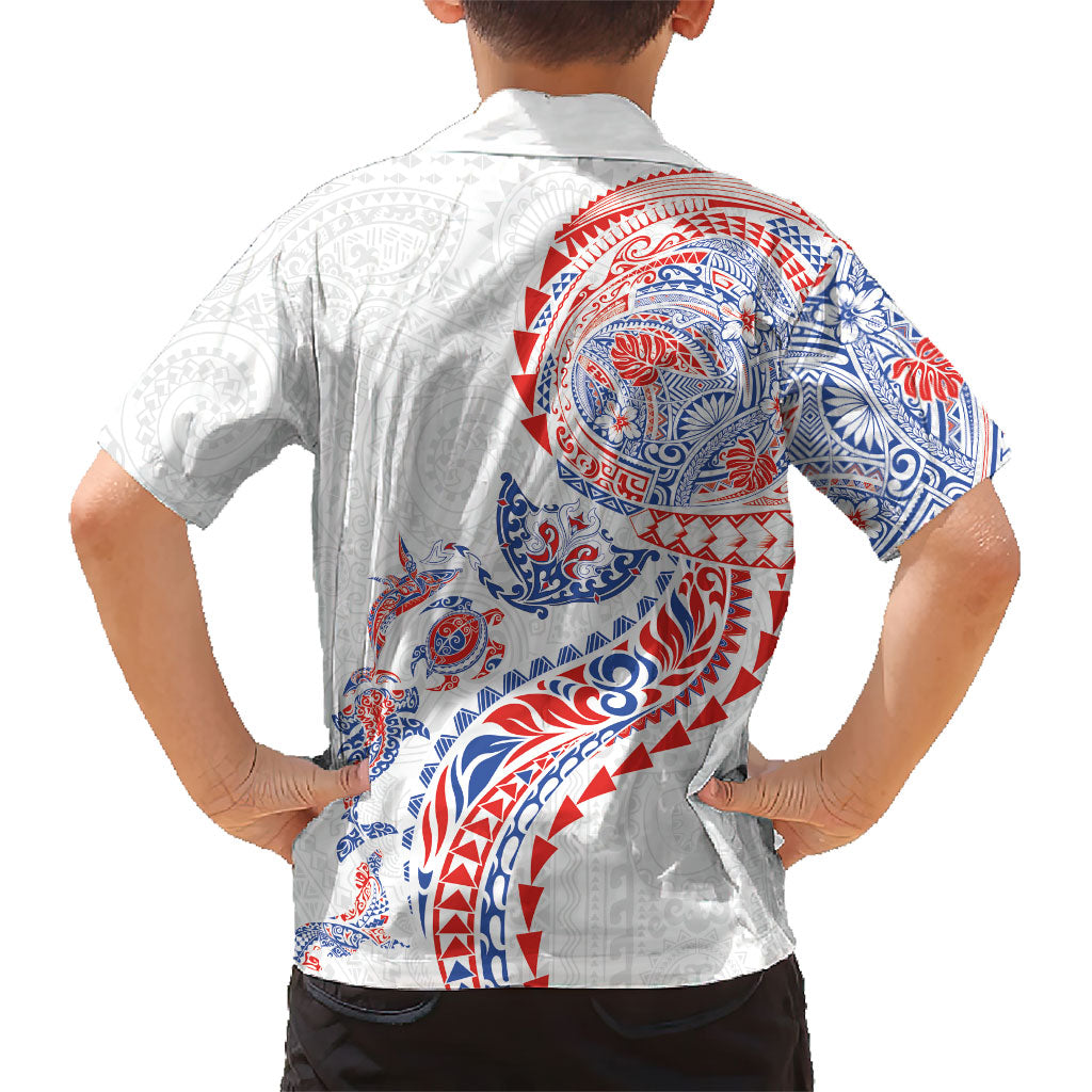 Hawaiian Kakau Tribal Sea Animals Tattoos Kid Hawaiian Shirt Hawaii Flag Color Inspired LT03 - Polynesian Pride