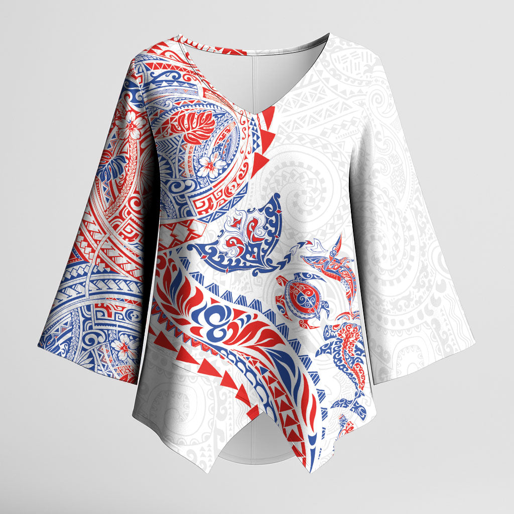 Hawaiian Kakau Tribal Sea Animals Tattoos Kimono Sleeve Blouse Hawaii Flag Color Inspired