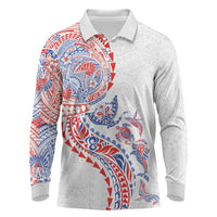 Hawaiian Kakau Tribal Sea Animals Tattoos Long Sleeve Polo Shirt Hawaii Flag Color Inspired LT03 Multicolor - Polynesian Pride