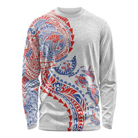 Hawaiian Kakau Tribal Sea Animals Tattoos Long Sleeve Shirt Hawaii Flag Color Inspired LT03 Unisex Multicolor - Polynesian Pride