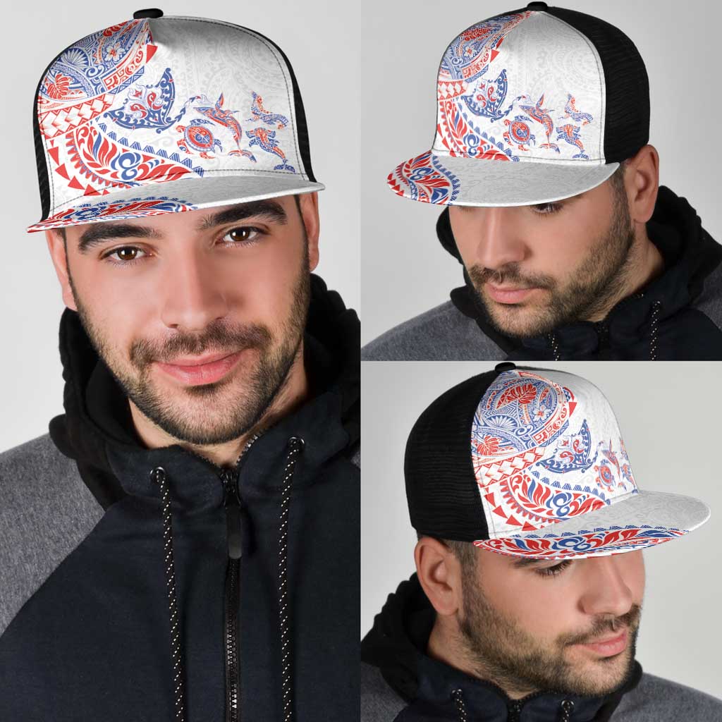 Hawaiian Kakau Tribal Sea Animals Tattoos Mesh Trucker Cap Hawaii Flag Color Inspired