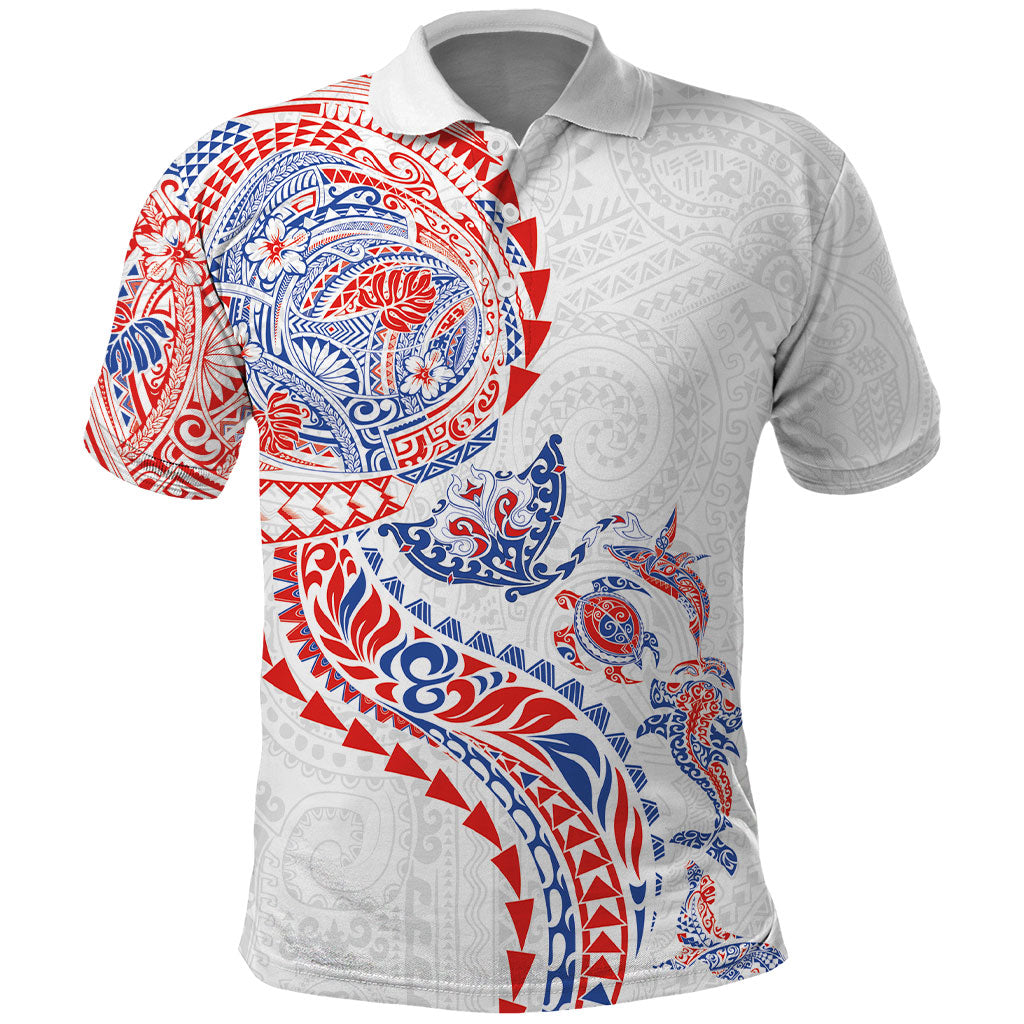 Hawaiian Kakau Tribal Sea Animals Tattoos Polo Shirt Hawaii Flag Color Inspired LT03 Multicolor - Polynesian Pride