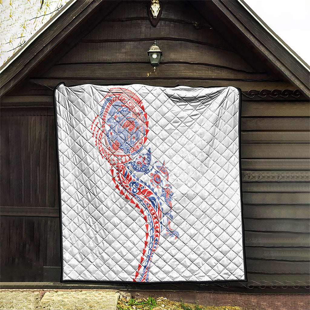 Hawaiian Kakau Tribal Sea Animals Tattoos Quilt Hawaii Flag Color Inspired