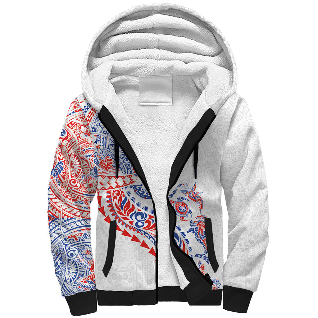 Hawaiian Kakau Tribal Sea Animals Tattoos Sherpa Hoodie Hawaii Flag Color Inspired LT03 Unisex Multicolor - Polynesian Pride