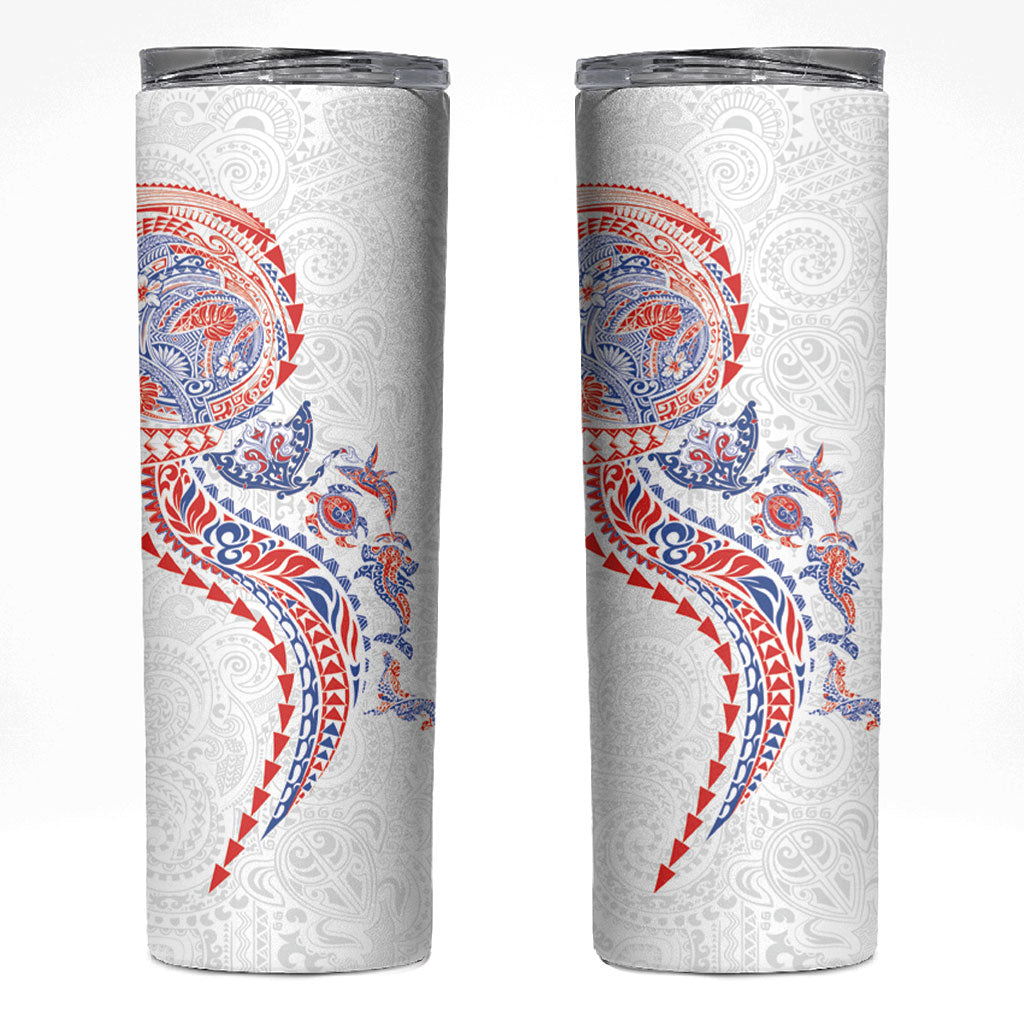 Hawaiian Kakau Tribal Sea Animals Tattoos Skinny Tumbler Hawaii Flag Color Inspired LT03 Multicolor - Polynesian Pride