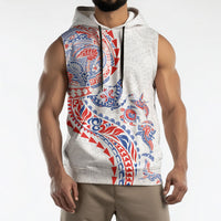 Hawaiian Kakau Tribal Sea Animals Tattoos Sleeveless Hoodie Hawaii Flag Color Inspired LT03 - Polynesian Pride
