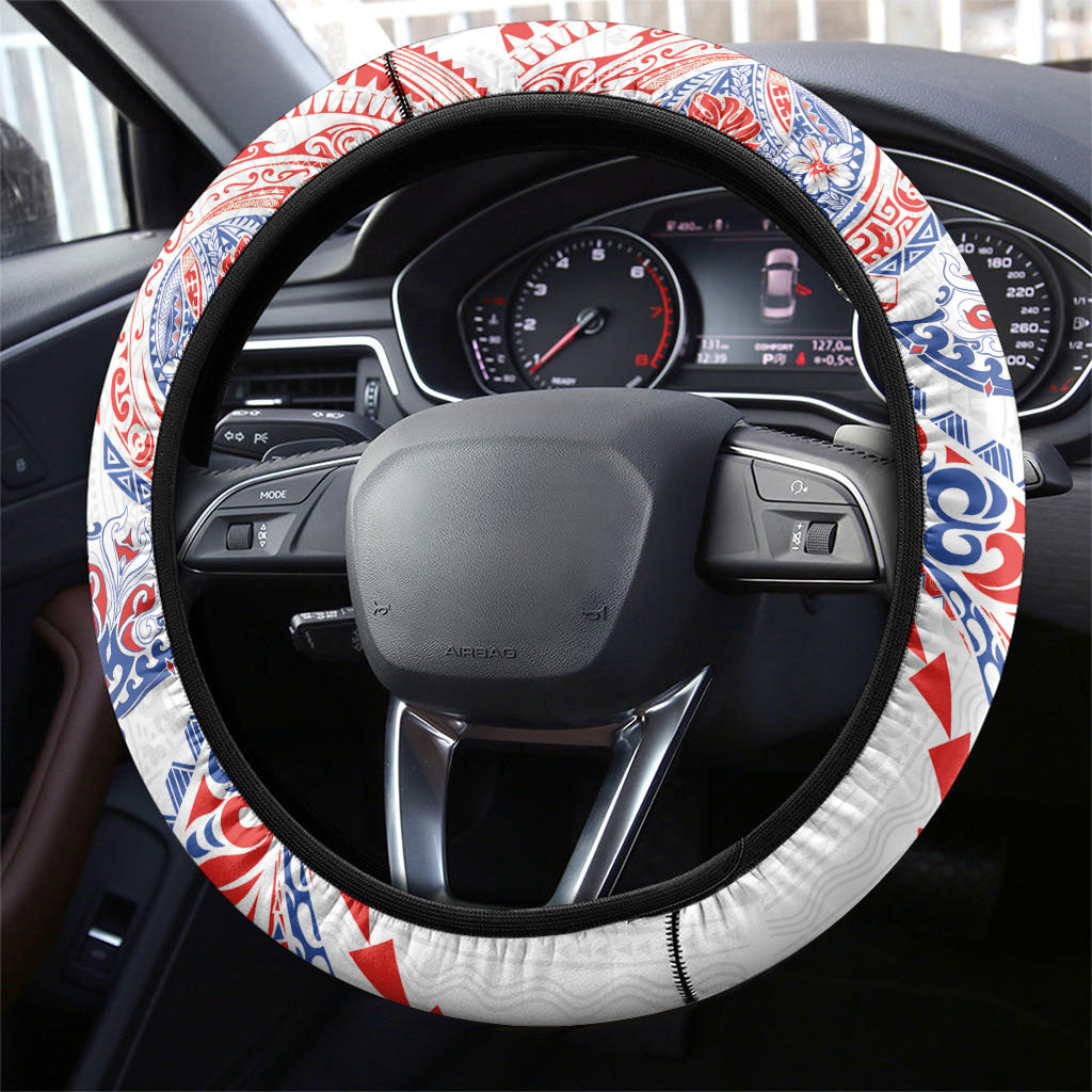 Hawaiian Kakau Tribal Sea Animals Tattoos Steering Wheel Cover Hawaii Flag Color Inspired