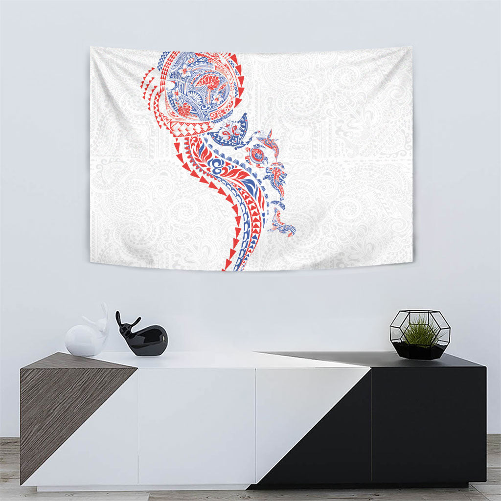 Hawaiian Kakau Tribal Sea Animals Tattoos Tapestry Hawaii Flag Color Inspired