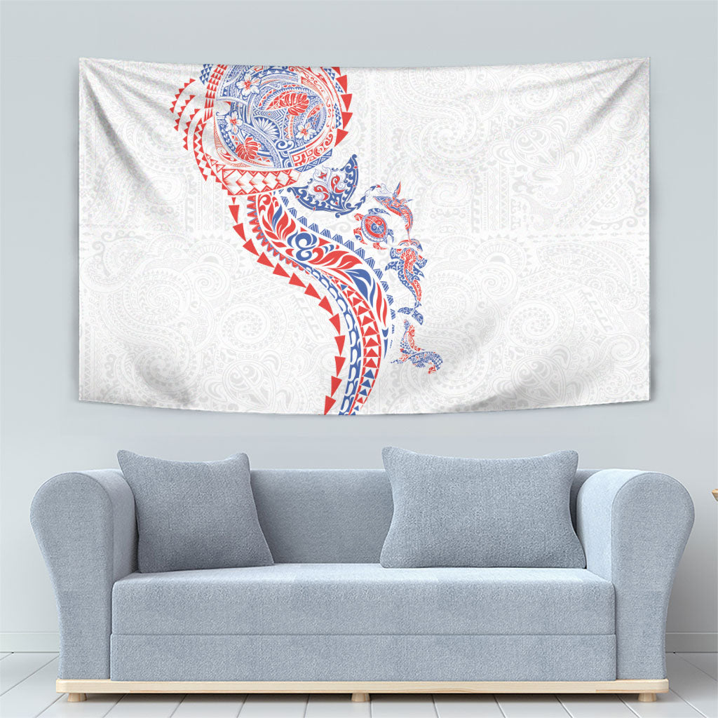 Hawaiian Kakau Tribal Sea Animals Tattoos Tapestry Hawaii Flag Color Inspired