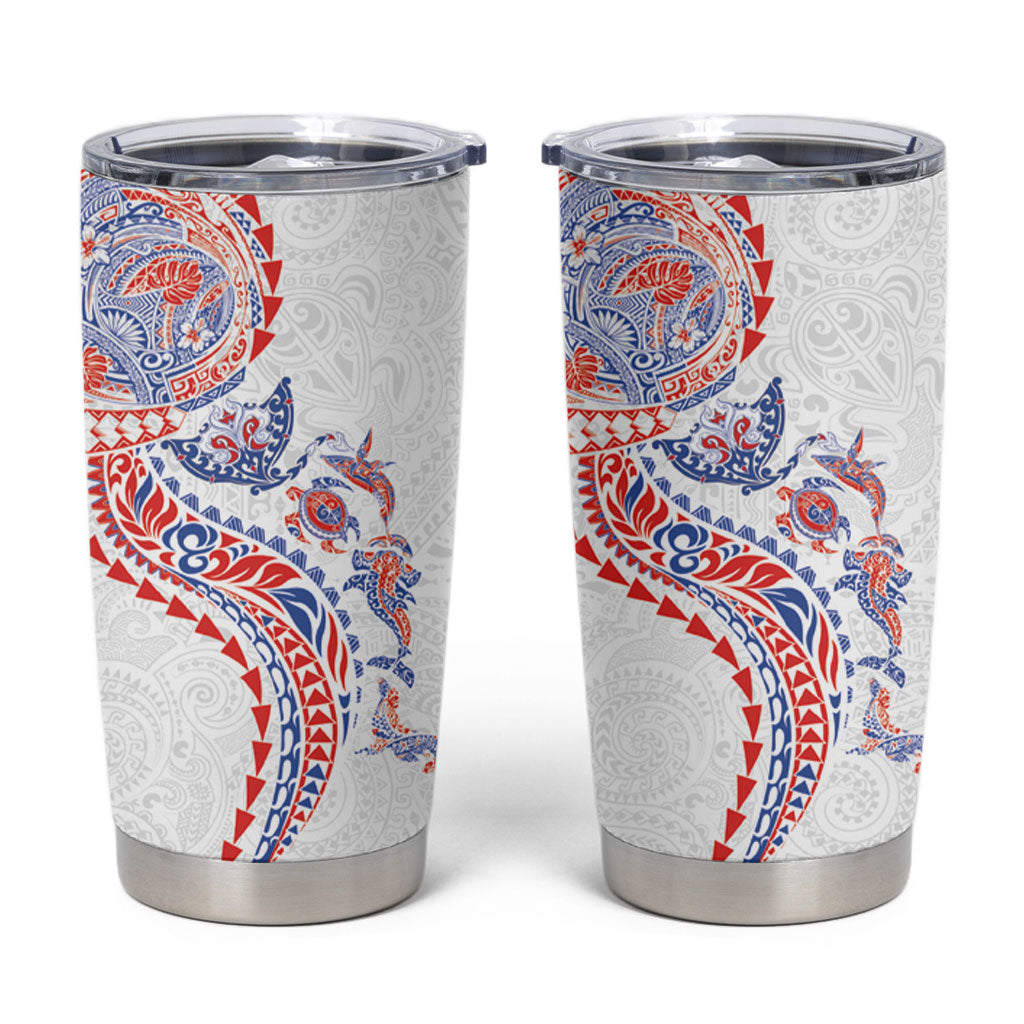 Hawaiian Kakau Tribal Sea Animals Tattoos Tumbler Cup Hawaii Flag Color Inspired LT03 Multicolor - Polynesian Pride