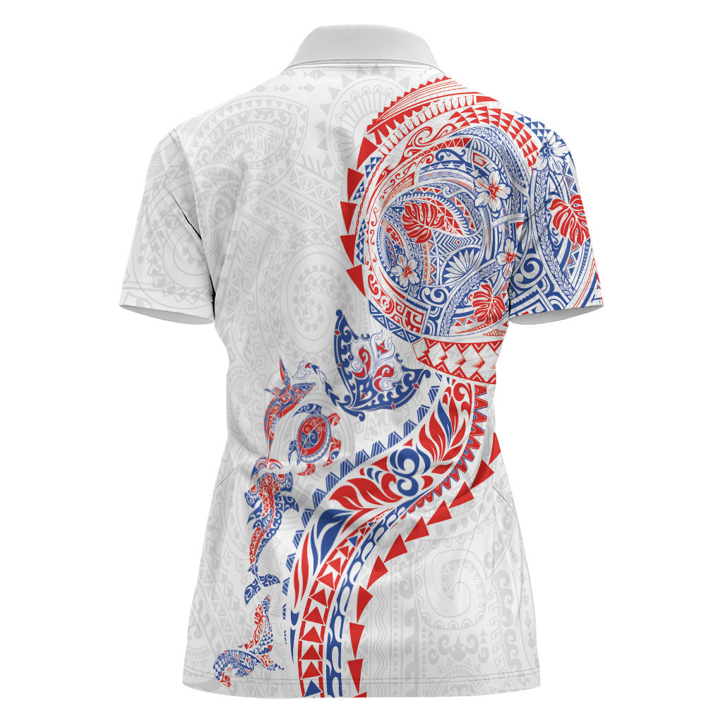 Hawaiian Kakau Tribal Sea Animals Tattoos Women Polo Shirt Hawaii Flag Color Inspired LT03 - Polynesian Pride