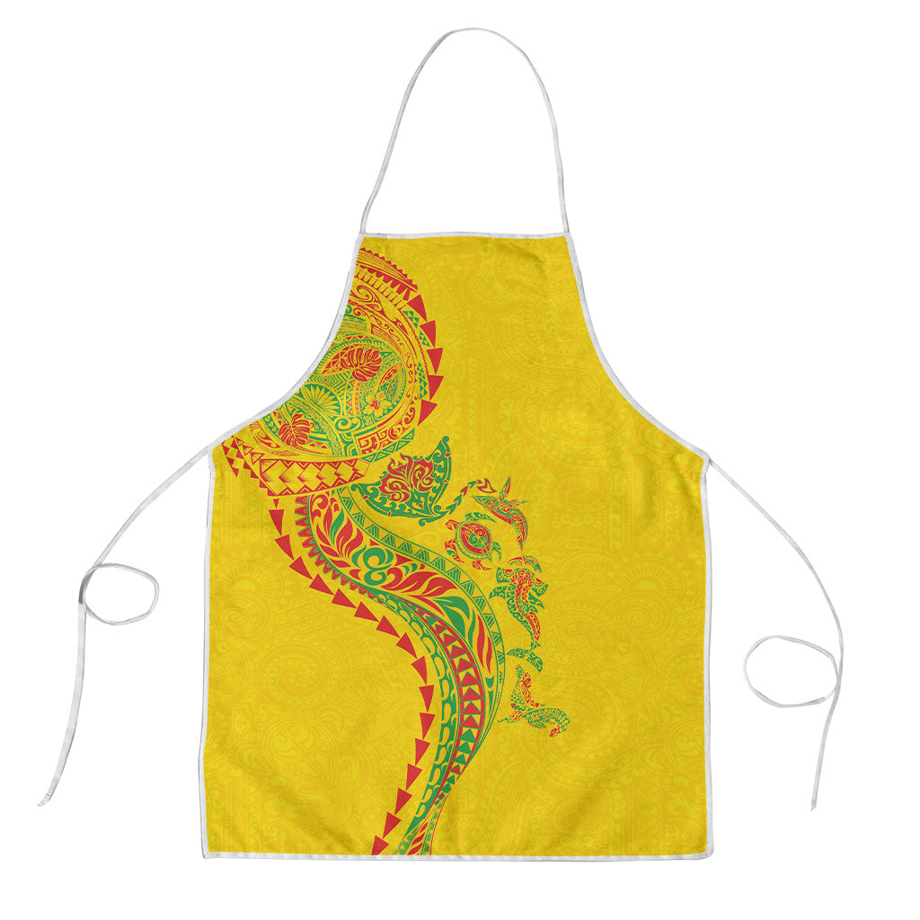 Hawaiian Kakau Tribal Sea Animals Tattoos Apron Kanaka Maoli Flag Color Inspired LT03 Multicolor - Polynesian Pride