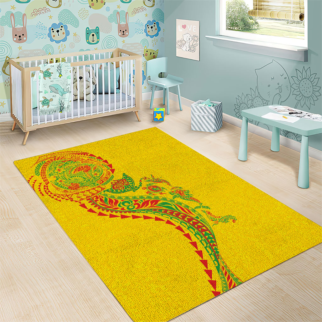 Hawaiian Kakau Tribal Sea Animals Tattoos Area Rug Kanaka Maoli Flag Color Inspired LT03 - Polynesian Pride